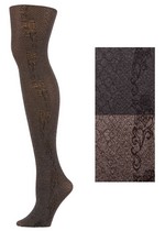 Lady's Diamond Plate Pattern with Side Floral Design Fashion Tights