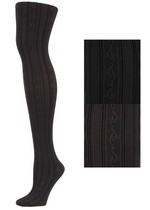 Lady's Vertical Stripe Cables Fashion Tights