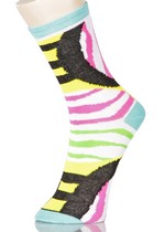 3 Single Pair Bundle Pack Lady's The Zebra Stripe Novelty Crew Socks