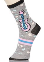 3 Single Pair Bundle Pack Lady's Rock and Roll Novelty Crew Socks