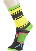 3 Single Pair Bundle Pack Lady's Cinema Paradisco Novelty Crew Socks