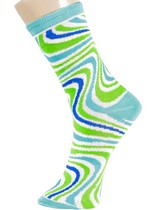 3 Single Pair Bundle Pack Lady's Wavy Lines Novelty Crew Socks