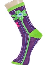 3 Single Pair Bundle Pack Lady's De La Daisy Novelty Crew Socks