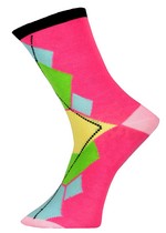 3 Single Pair Bundle Pack Lady's Argyle Abstract Novelty Crew Socks