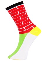 3 Single Pair Bundle Pack Lady's Brick Top Stackers Novelty Crew Socks