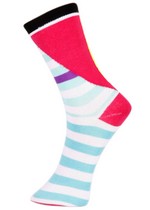 3 Single Pair Bundle Pack Lady's Nautical Sailing Stripes Novelty Crew Socks