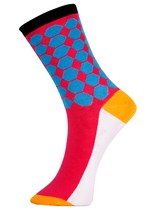 3 Single Pair Bundle Pack Lady's Honeycomb Hexagon Pattern Novelty Crew Socks