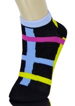 BRIGHT BASKET WEAVE LINES LOW CUT SOCKS