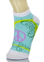 PEACE SIGN AND PSYCHADELIC SWIRLS LOW CUT SOCKS