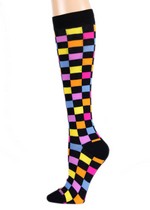Single Pair Pack Fashion Design Checker Board Knee High Socks