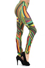 Lady's Streaking Stripes Printed Seamless Fashion Leggings