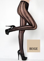 COILED LINES FISHNET PANTYHOSE BEIGE