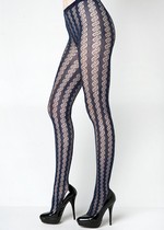 COILED LINES FISHNET PANTYHOSE NAVY