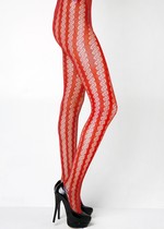 COILED LINES FISHNET PANTYHOSE RED
