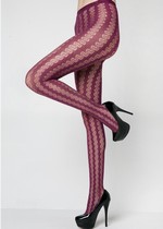 COILED LINES FISHNET PANTYHOSE WINE