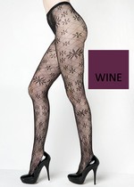RETRO FLOWER BURST DIAMOND FISHNET PANTYHOSE WINE