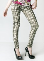 STELLA ELYSE PAINTED PLAID LIQUID LEGGINGS