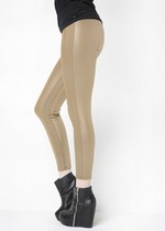 STELLA ELYSE RHINESTONE KNEES LIQUID LEGGINGS BEIGE