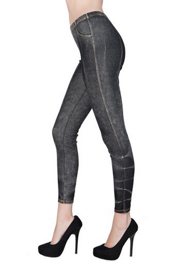 distressed jean leggings