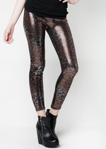 LEOPARD GRAPHIC PRINT SEQUINED LEGGINGS DARK GOLD