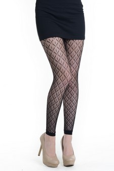 Lady's Floral Seed 3-D Block Fashion Designed Footles Fishnet Pantyhose