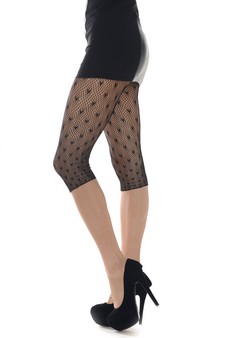 Lady's Mini Hearts Pattern Fashion Designed Footless Fishnet Tights
