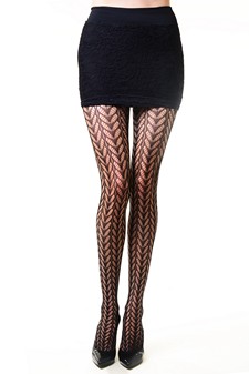 (168YD006) Lady's Leafy Columns & Cable Knit Fishnet Tights