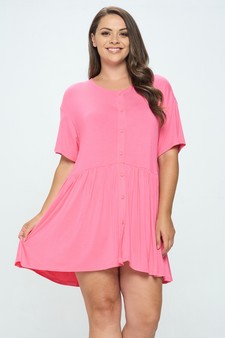 Women’s Stop and Flare Short Sleeved Button Dress