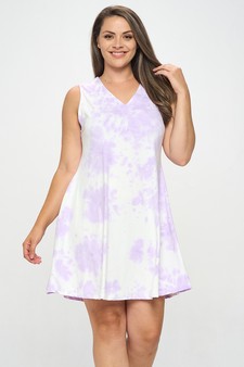 Women’s Fit and Flare V-Neck Tie Dye Dress