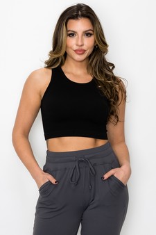 Women’s Ribbed High Neck Cropped Tank Top