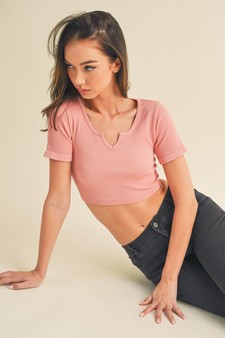 Ribbed Short Sleeve Cropped Top