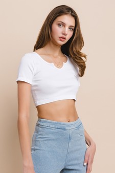 Ribbed Short Sleeve Cropped Top