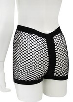 BLACK SEAMLESS FISHNET BOY SHORTS