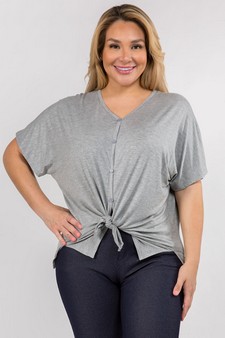 Women's Simple Button Up Short Sleeve Top