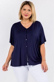 Women's Simple Button Up Short Sleeve Top