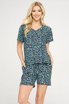 Women's Vivid Leopard Printed Loungewear Set