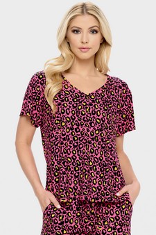 Women's Vivid Leopard Print Loungewear Top