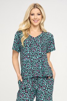 Women's Vivid Leopard Print Loungewear Top