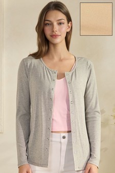 Pure Comfort LuxeAir Ribbed Long Sleeve Button Up Cardigan