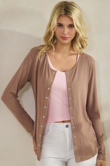 Pure Comfort LuxeAir Ribbed Long Sleeve Button Up Cardigan