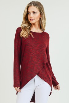 Women's Faux Wrap Space-Dye Knit Tunic Top
