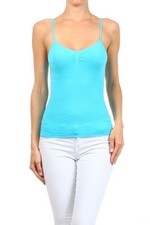 WOMENS SEAMLESS SPAGHETTI STRAP TANK BLUE