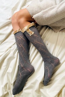 Women's Crochet Button Cuff Knee High Socks style 4