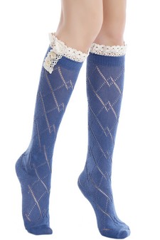 Women's Crochet Button Cuff Knee High Socks style 6