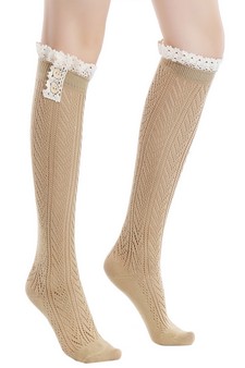 Women's Crochet Button Cuff Knee High Socks style 2