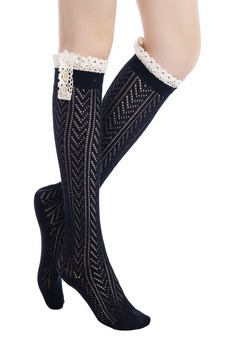 Women's Crochet Button Cuff Knee High Socks style 7