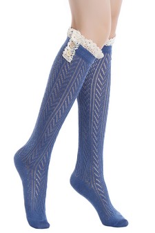 Women's Crochet Button Cuff Knee High Socks style 8