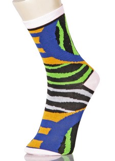 3 Single Pair Bundle Pack Lady's The Zebra Stripe Novelty Crew Socks style 4