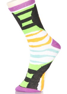 3 Single Pair Bundle Pack Lady's The Zebra Stripe Novelty Crew Socks style 5
