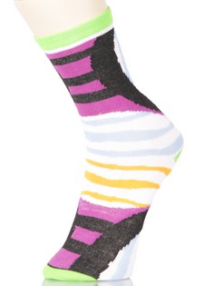 3 Single Pair Bundle Pack Lady's The Zebra Stripe Novelty Crew Socks style 6